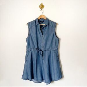 All Saints Blue Sanko Sleeveless shirt Dress Size 10 preowned midi summer dress